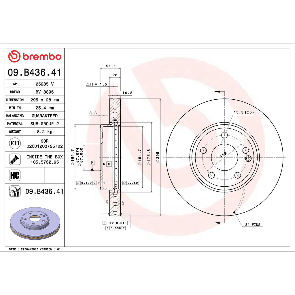 Brembo Disc Brake Rotor 09.B436.41