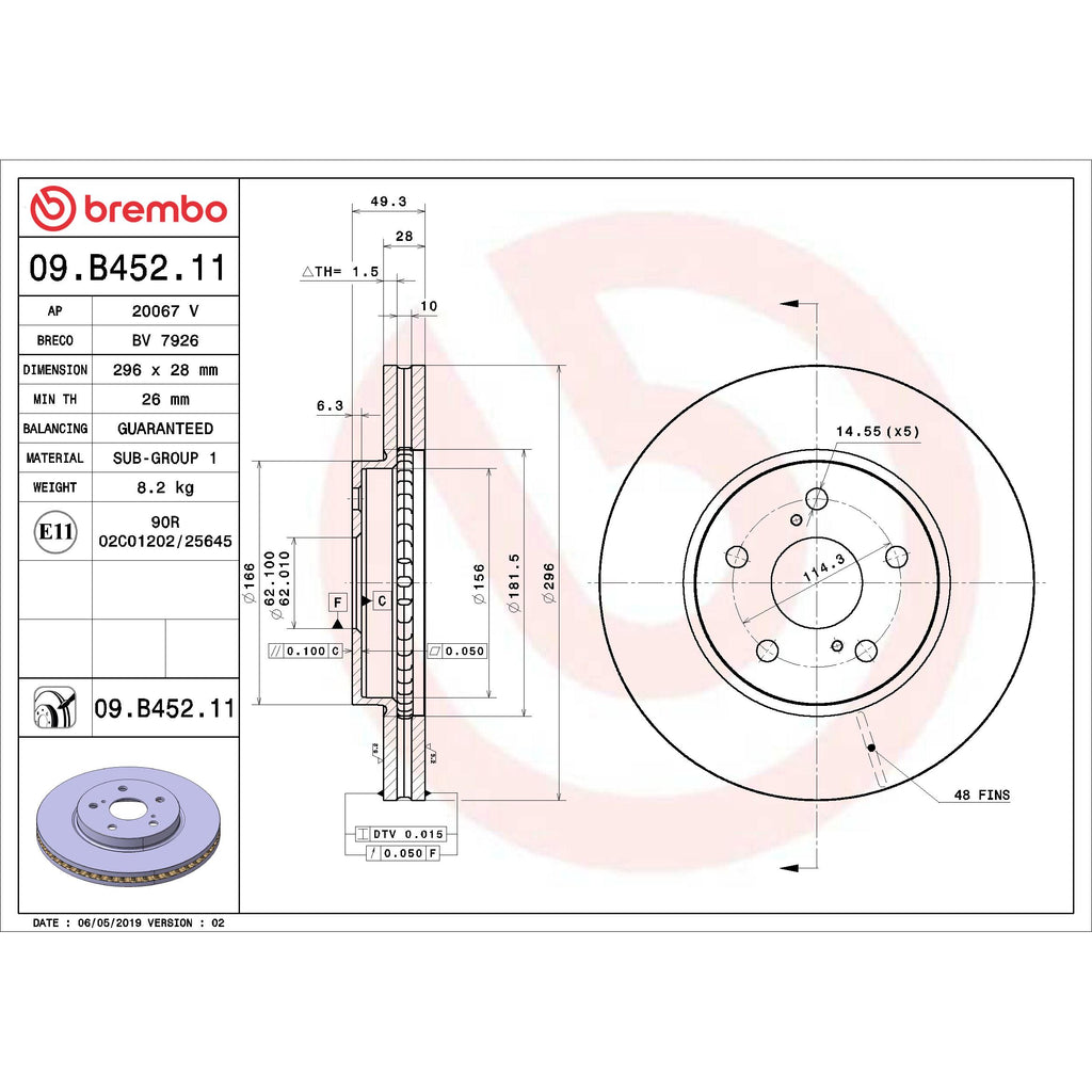 Brembo Disc Brake Rotor 09.B452.11