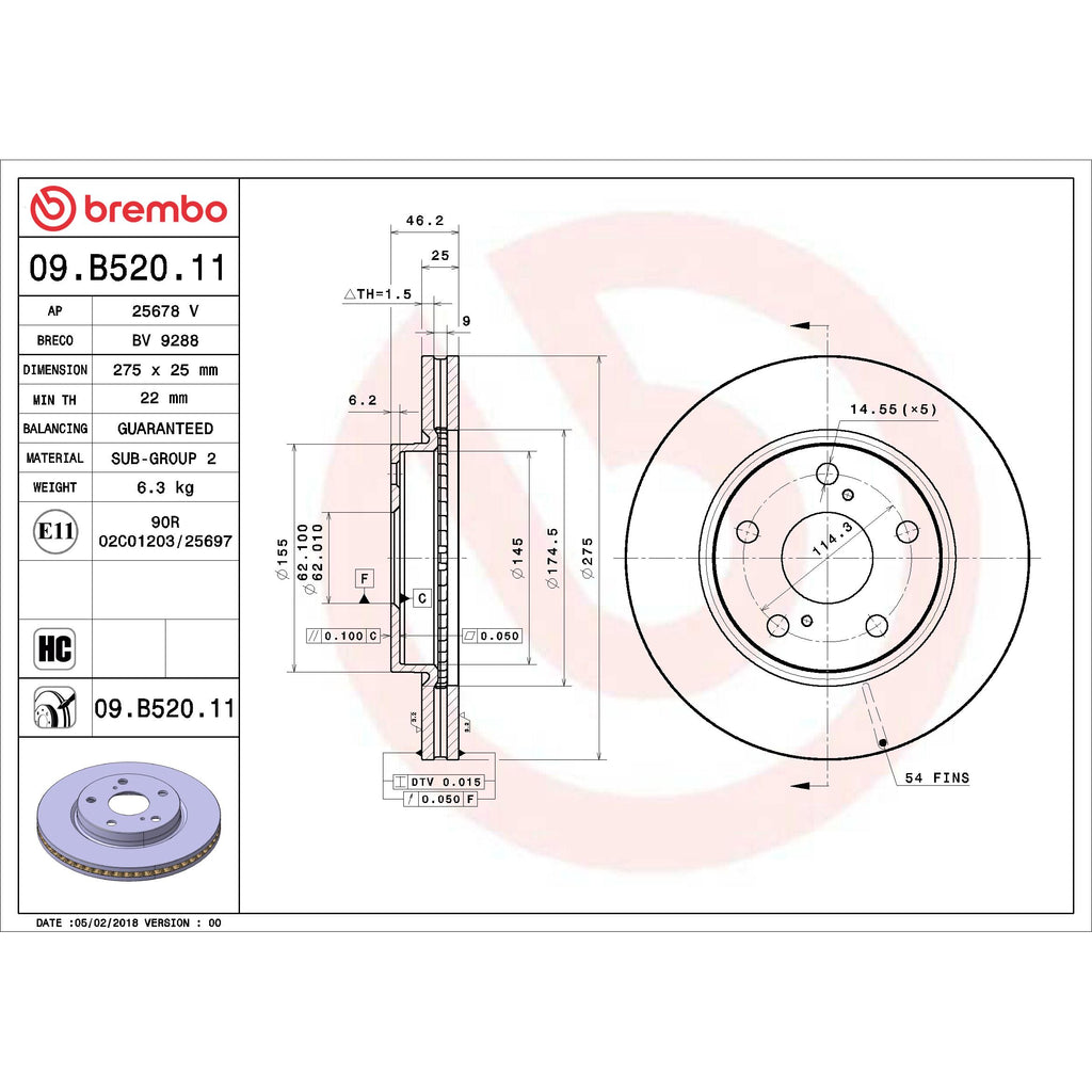 Brembo Disc Brake Rotor 09.B520.11