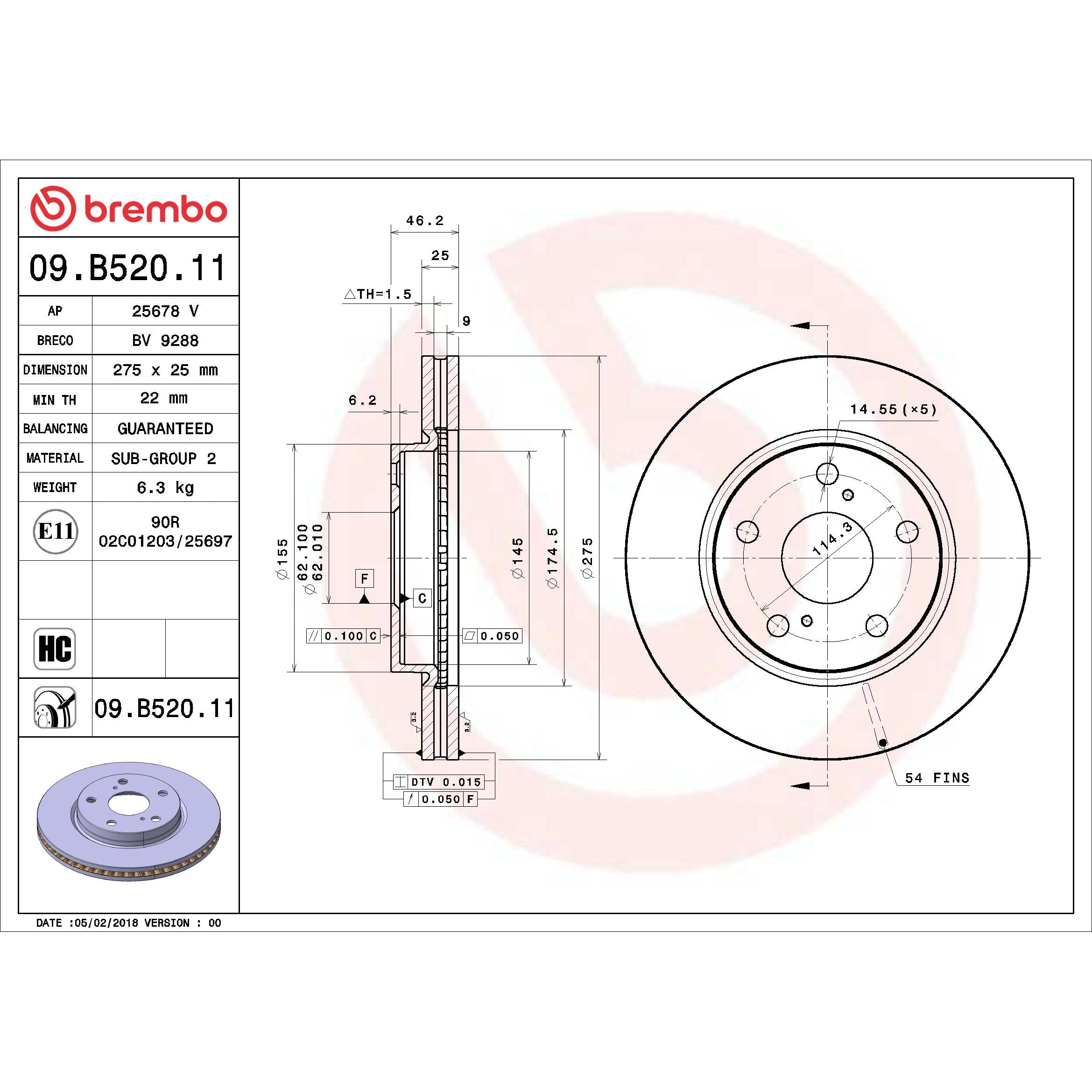 Brembo Disc Brake Rotor 09.B520.11