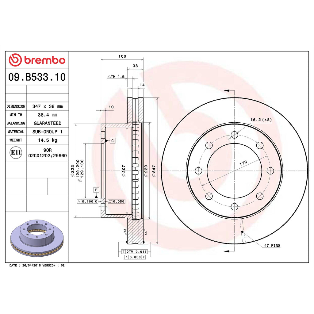 Brembo Disc Brake Rotor 09.B533.10