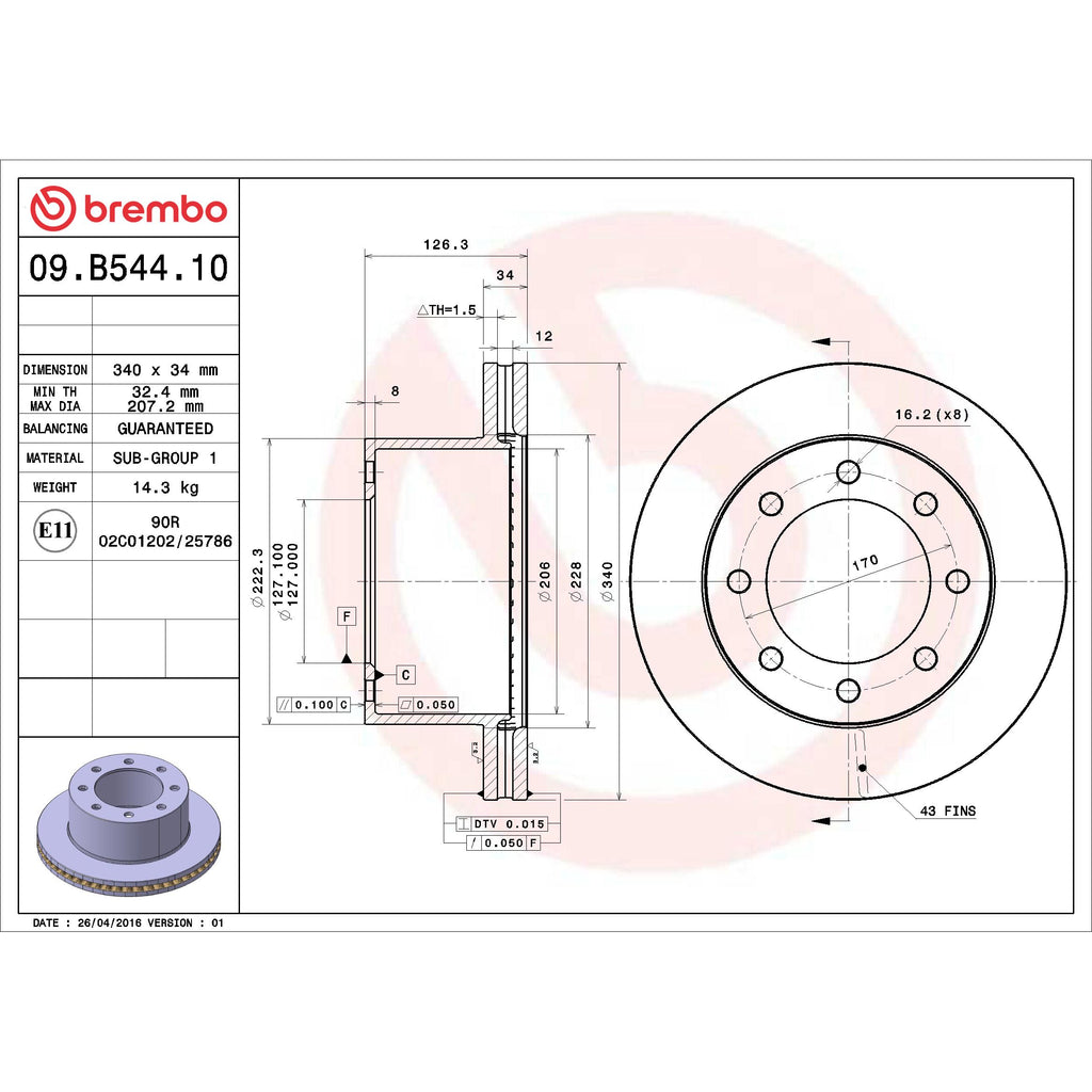 Brembo Disc Brake Rotor 09.B544.10