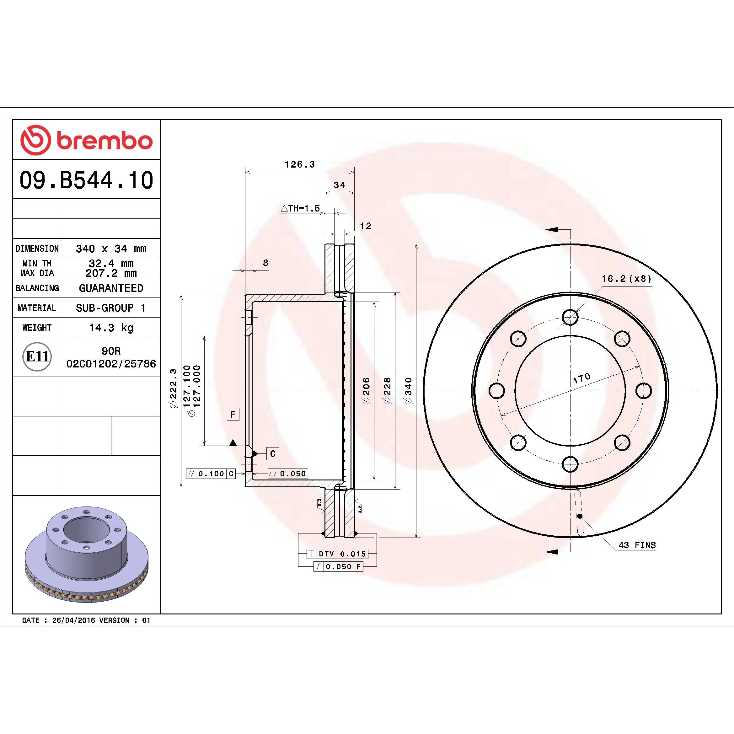 Brembo Disc Brake Rotor 09.B544.10