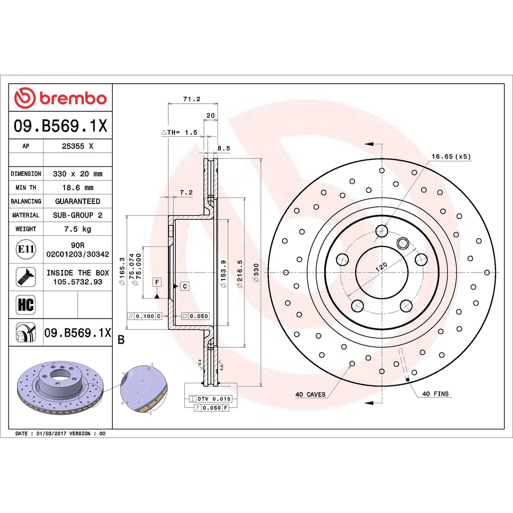 Brembo Disc Brake Rotor 09.B569.1X