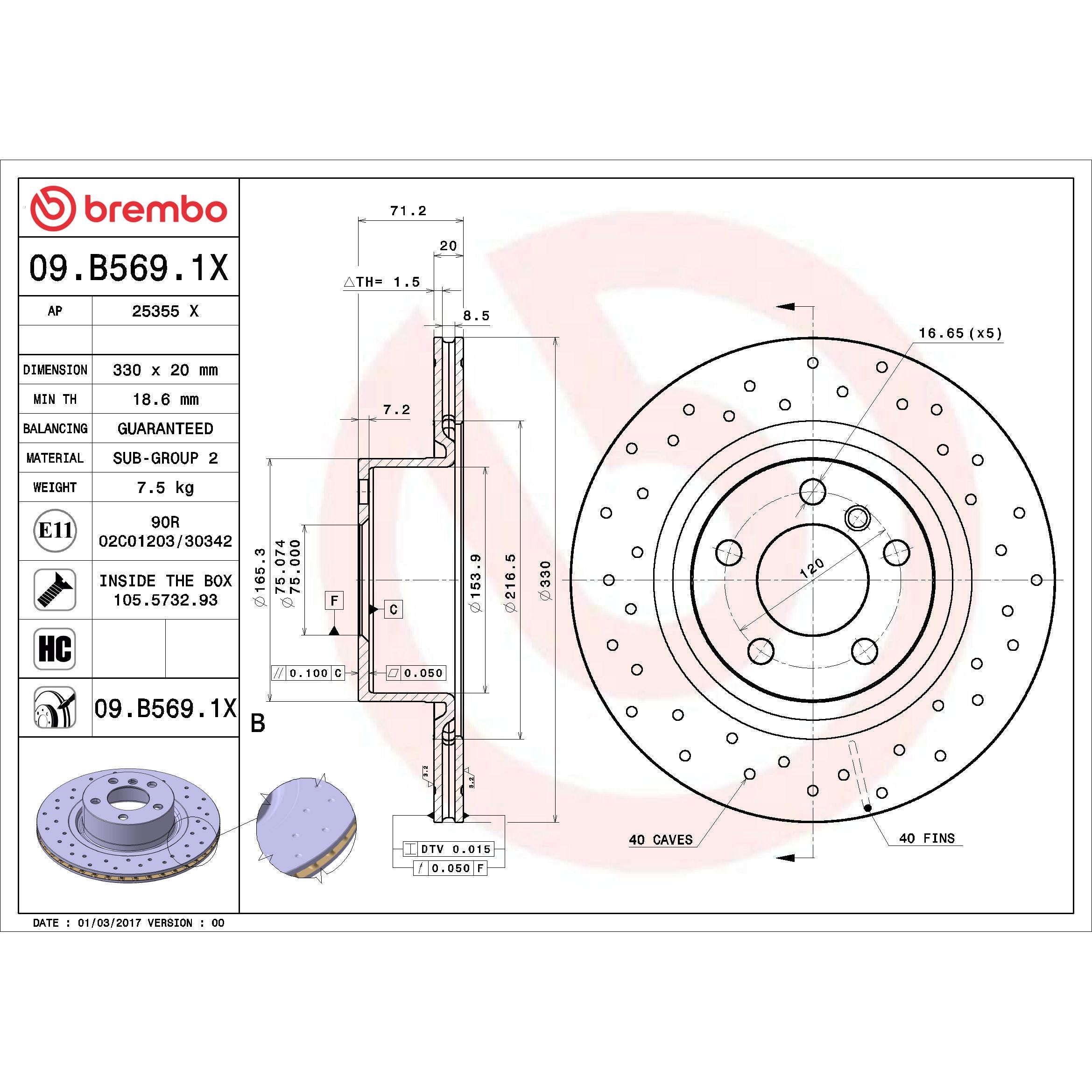 Brembo Disc Brake Rotor 09.B569.1X