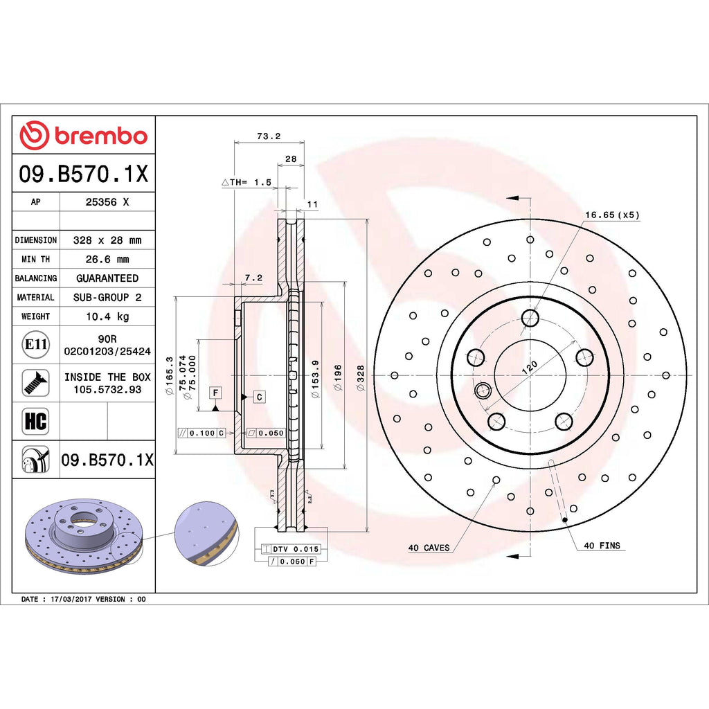 Brembo Disc Brake Rotor 09.B570.1X