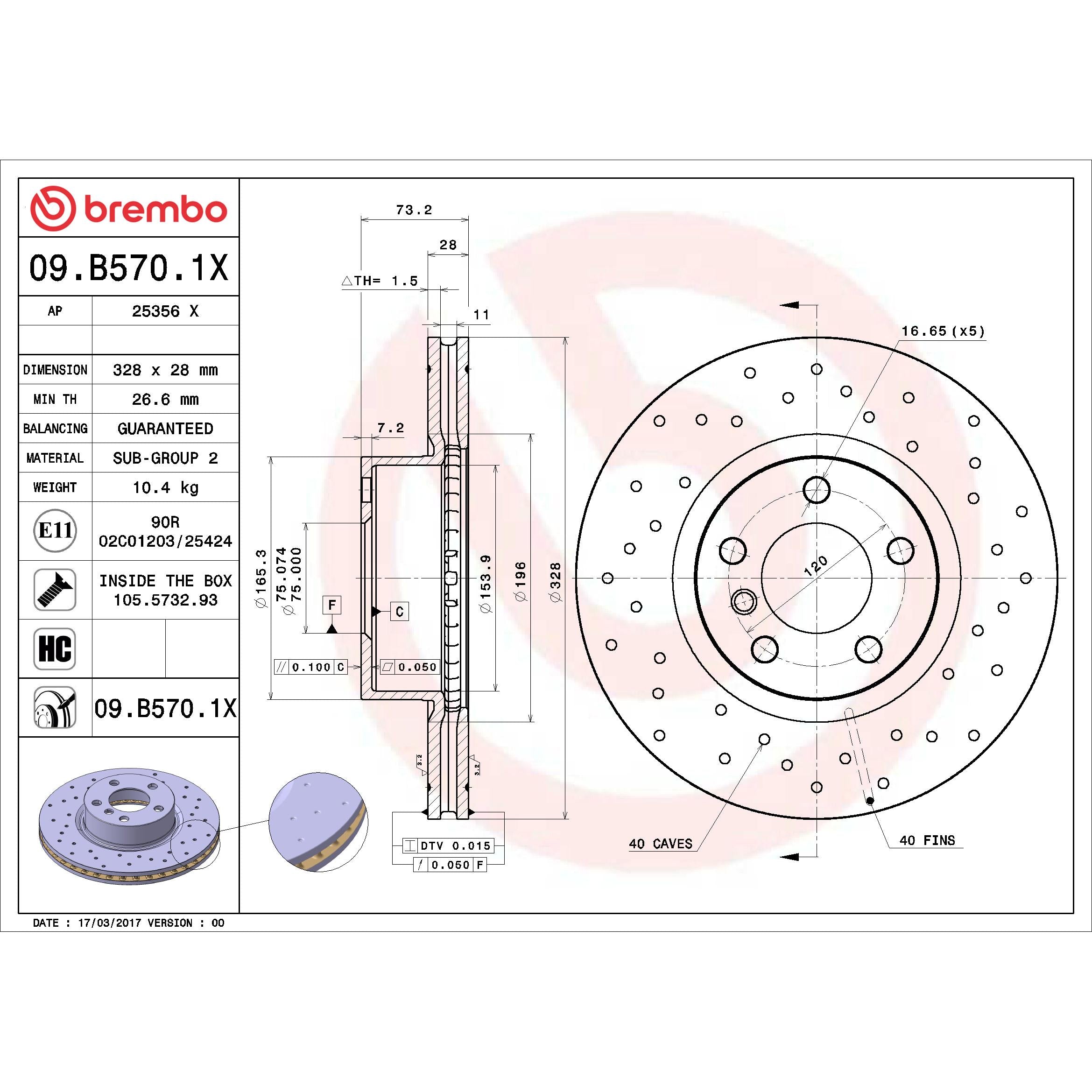 Brembo Disc Brake Rotor 09.B570.1X