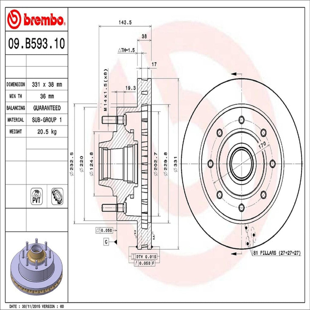 Brembo Disc Brake Rotor 09.B593.10