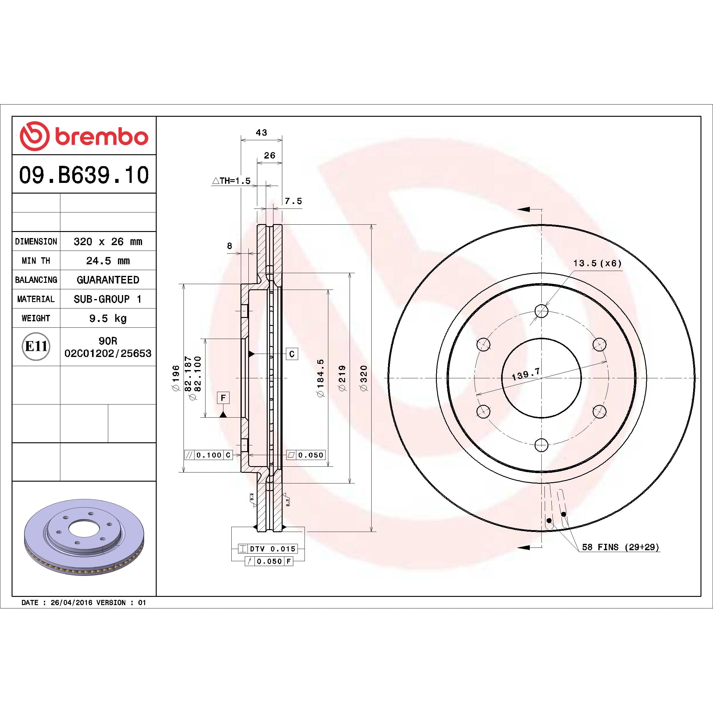 Brembo Disc Brake Rotor 09.B639.10