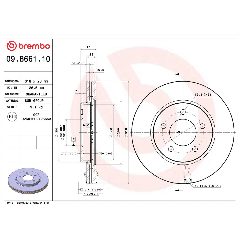 Brembo Disc Brake Rotor 09.B661.10