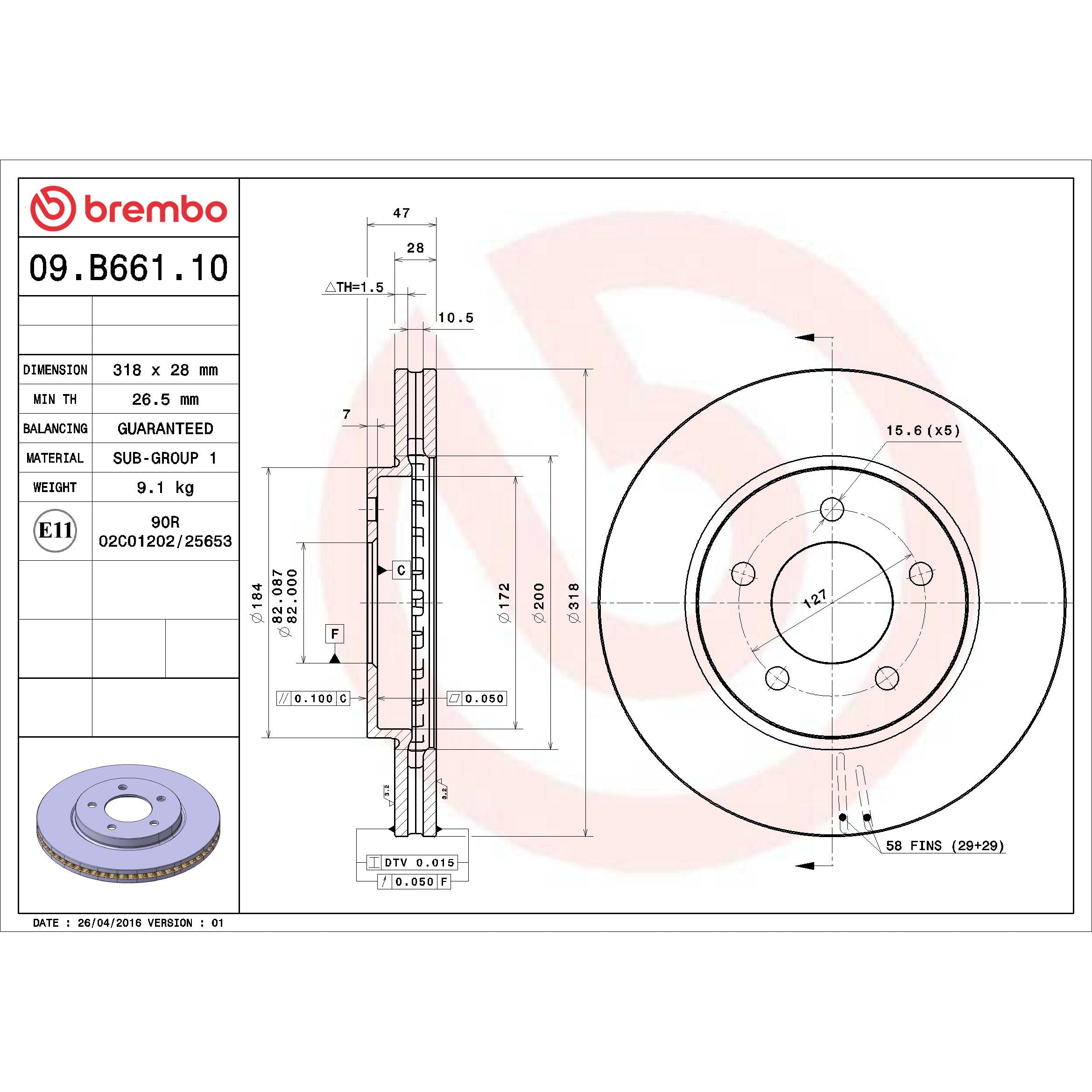 Brembo Disc Brake Rotor 09.B661.10
