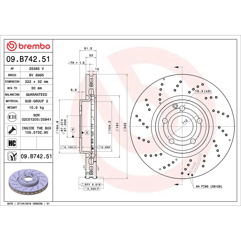 Brembo Disc Brake Rotor 09.B742.51