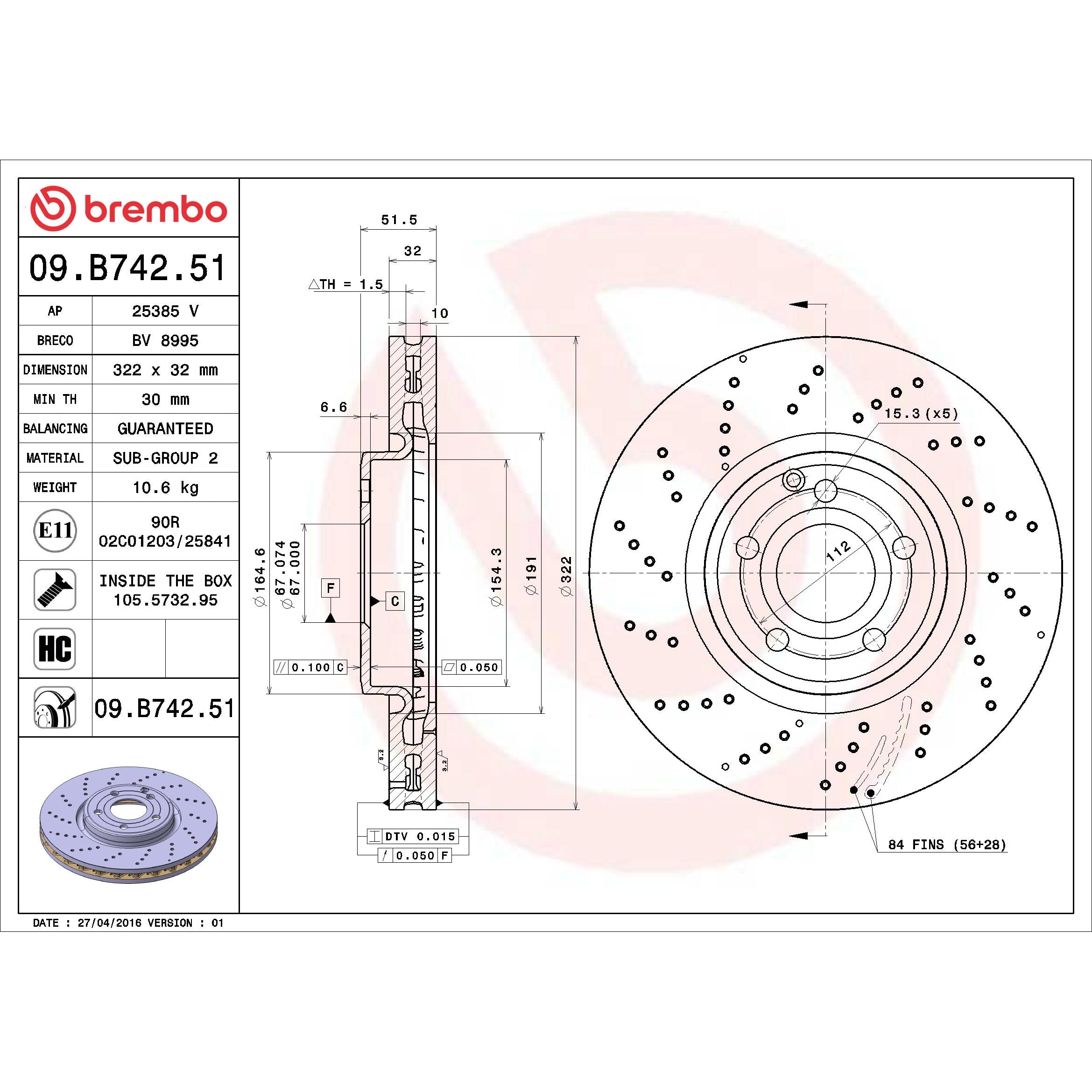 Brembo Disc Brake Rotor 09.B742.51