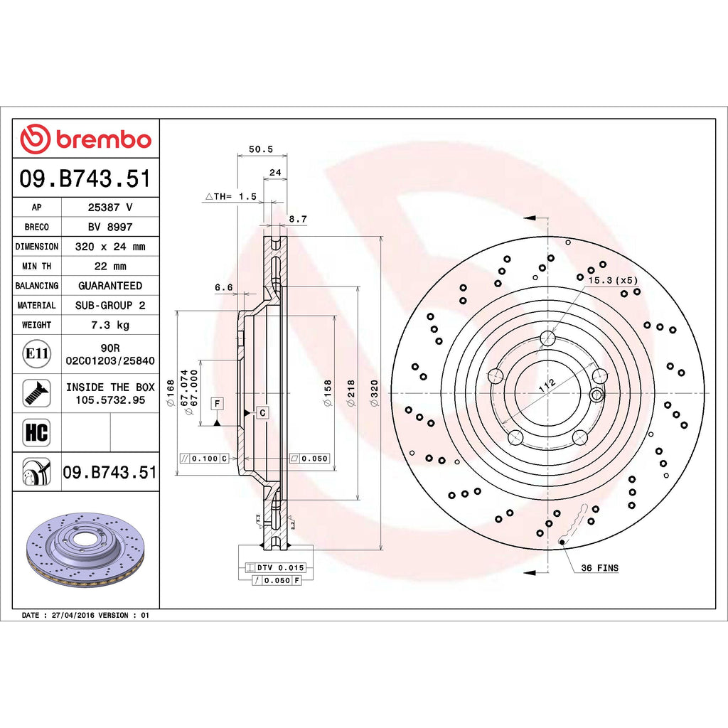 Brembo Disc Brake Rotor 09.B743.51