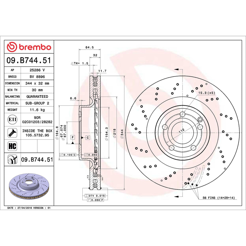 Brembo Disc Brake Rotor 09.B744.51
