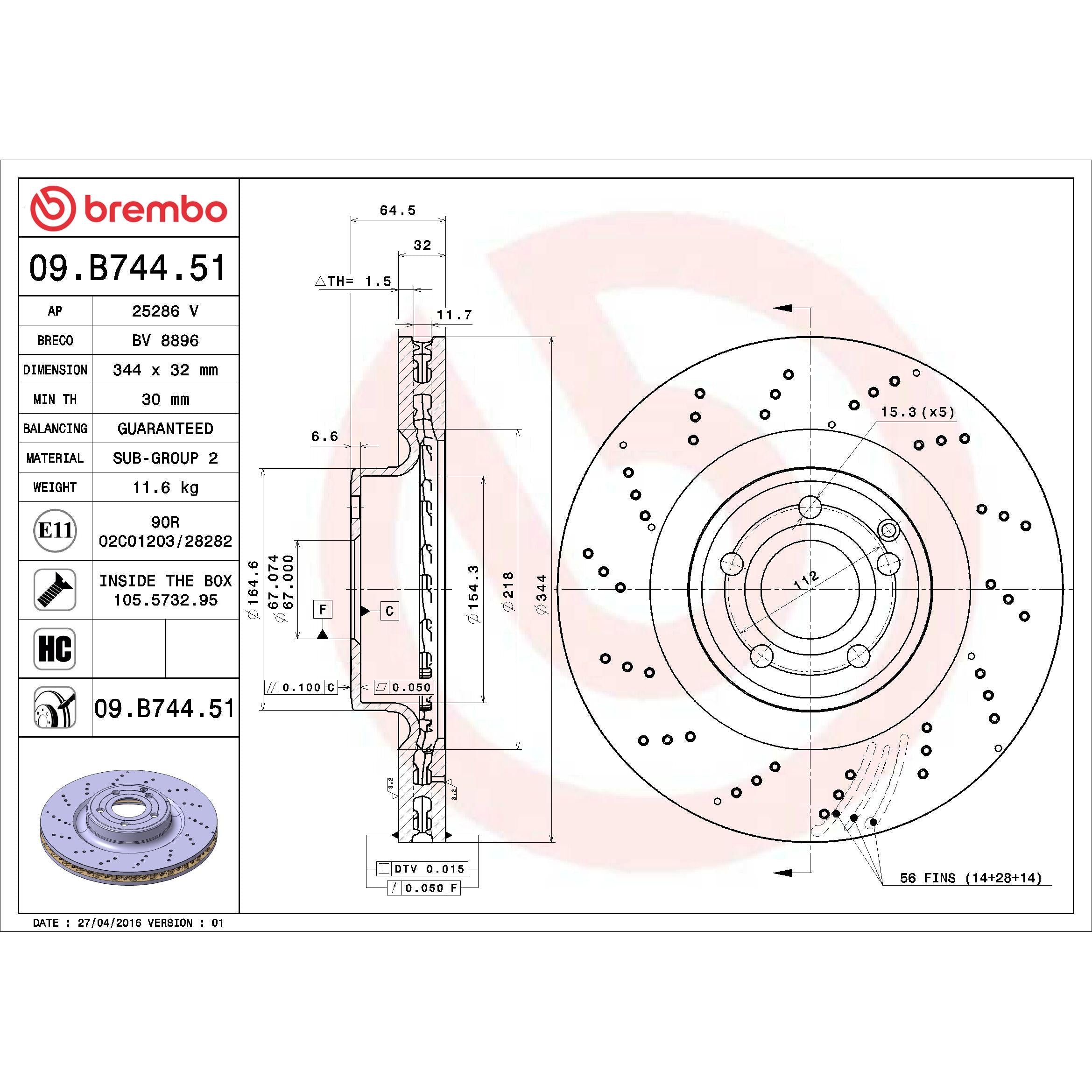 Brembo Disc Brake Rotor 09.B744.51