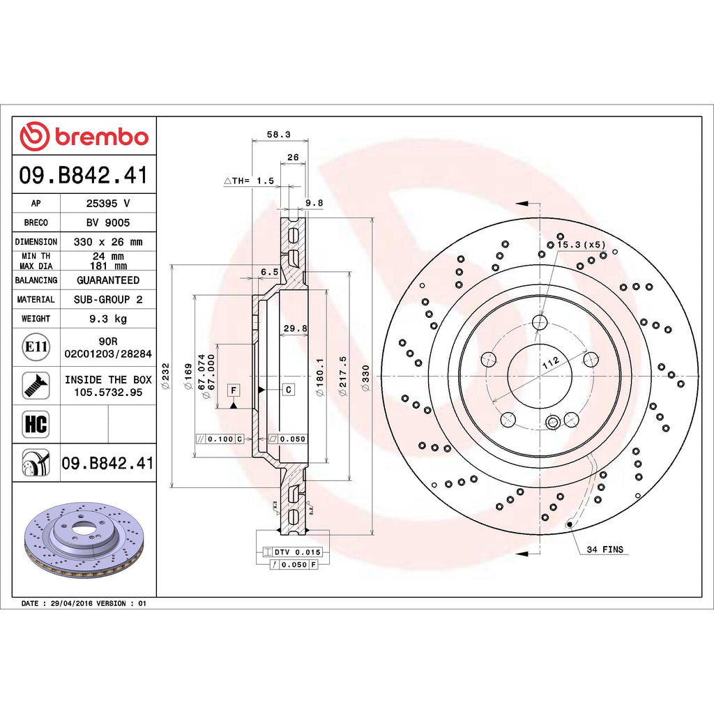 Brembo Disc Brake Rotor 09.B842.41
