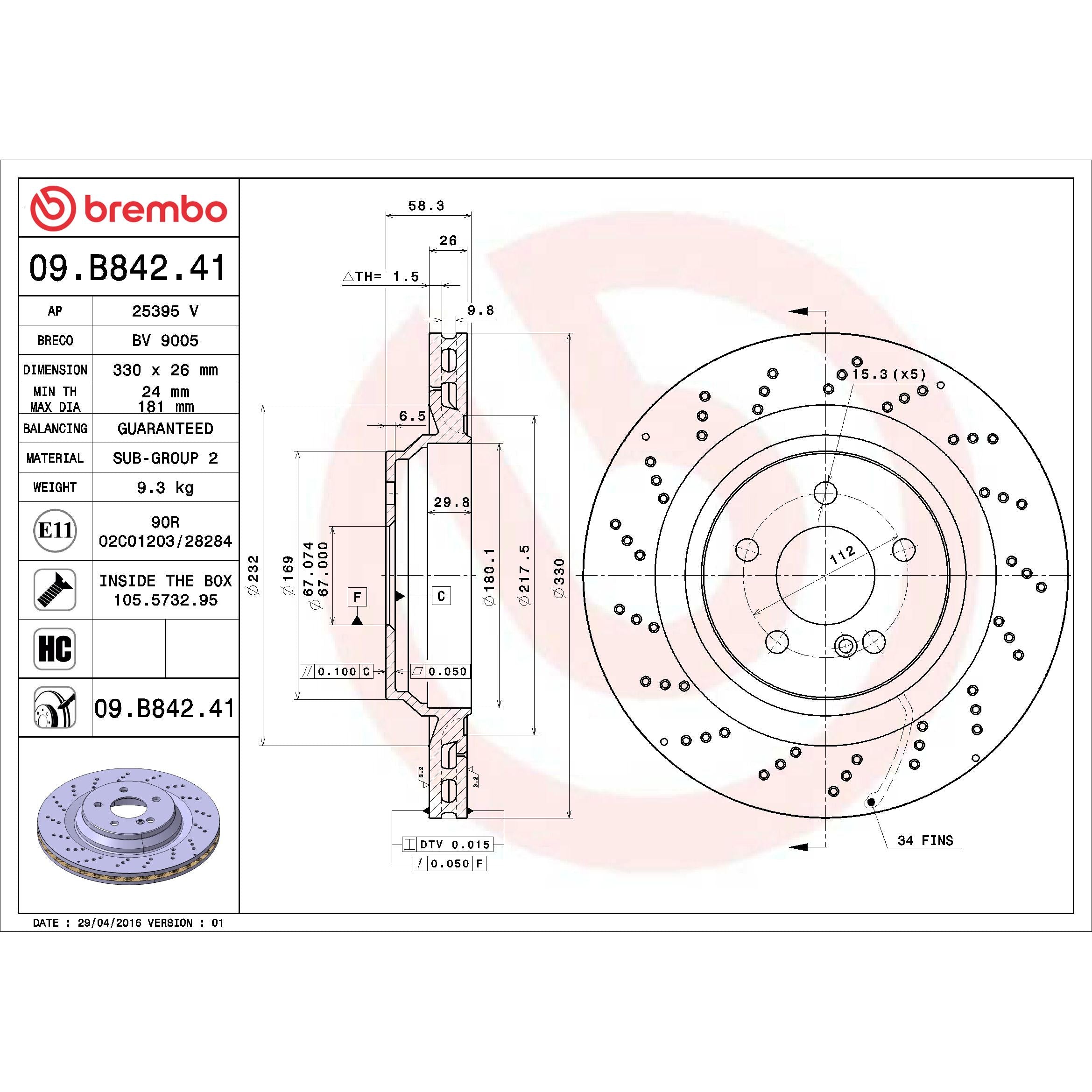 Brembo Disc Brake Rotor 09.B842.41