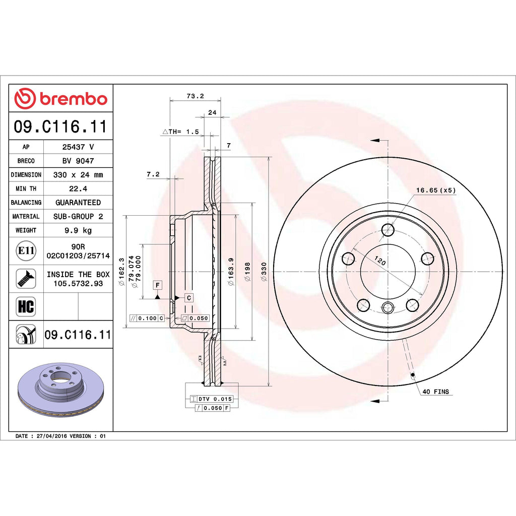 Brembo Disc Brake Rotor 09.C116.11