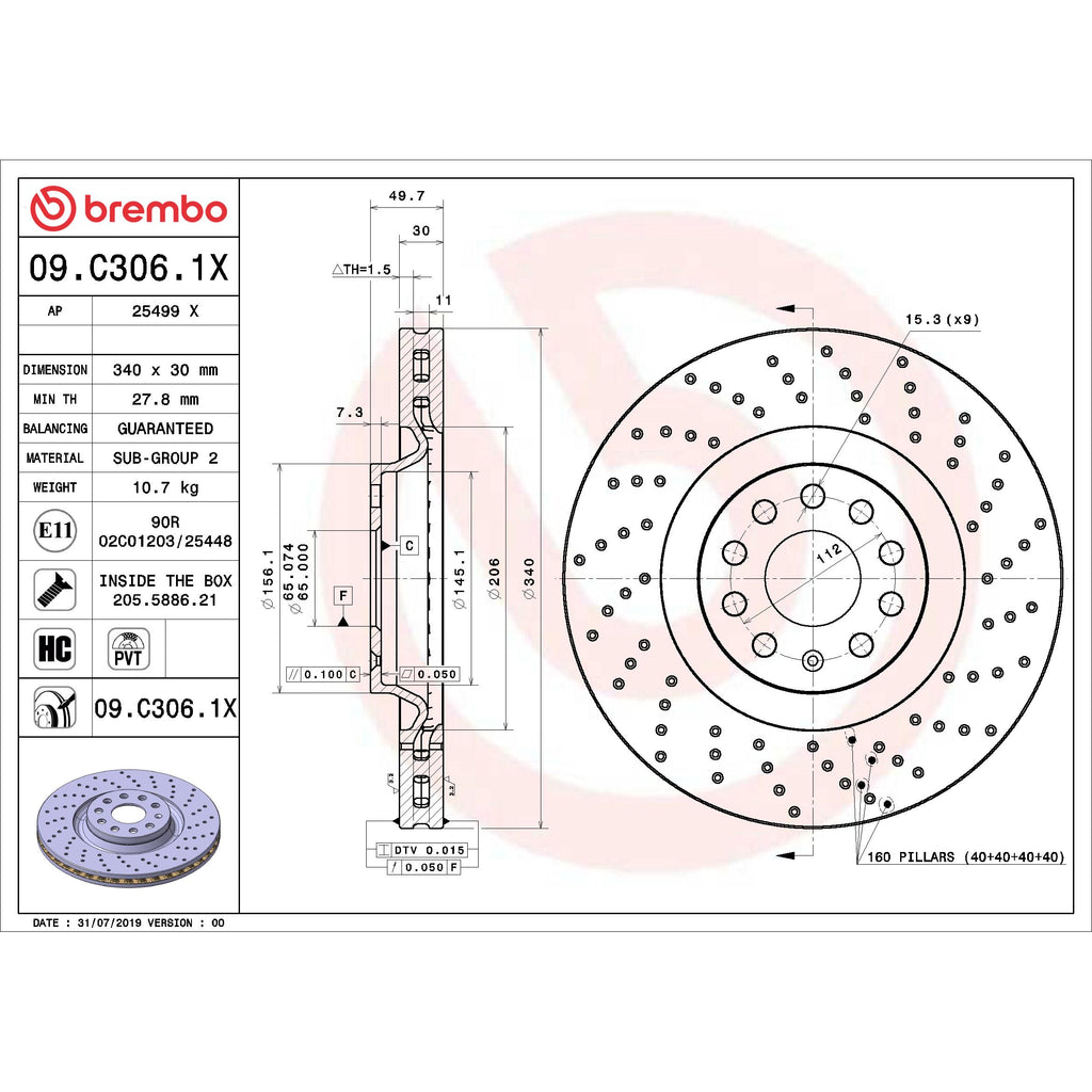 Brembo Disc Brake Rotor 09.C306.1X