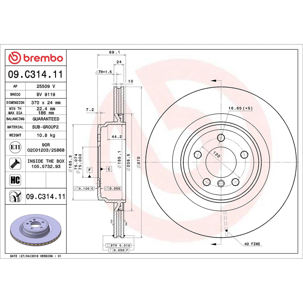Brembo Disc Brake Rotor 09.C314.11