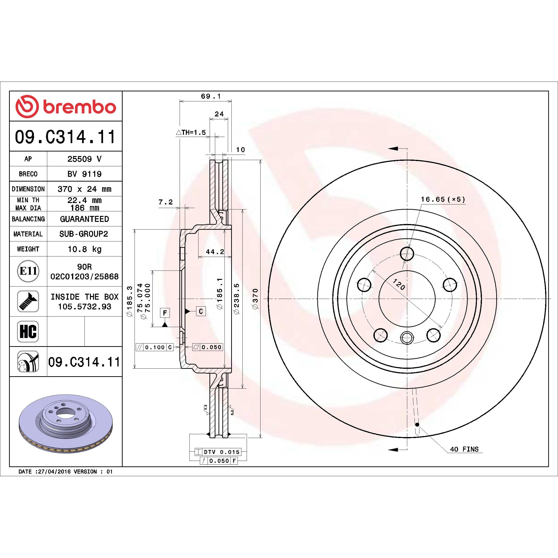Brembo Disc Brake Rotor 09.C314.11