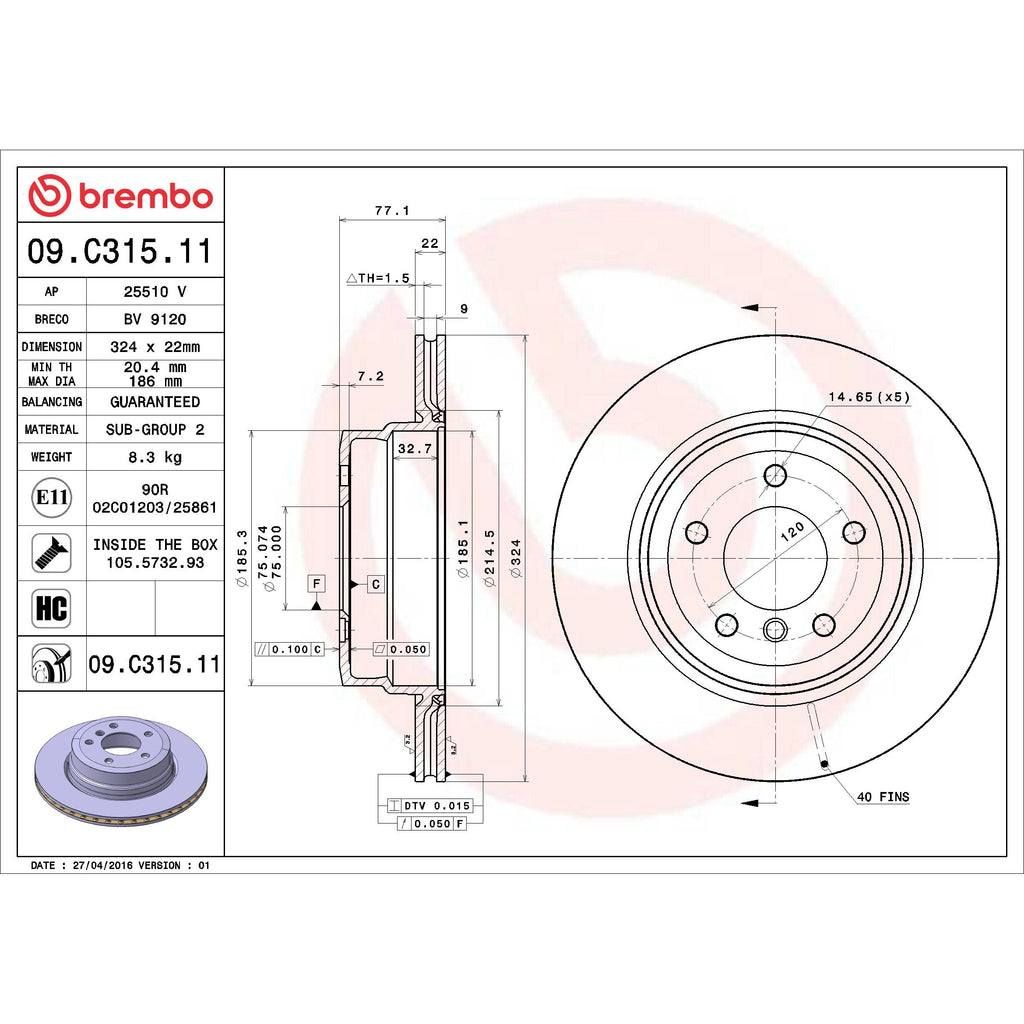 Brembo Disc Brake Rotor 09.C315.11