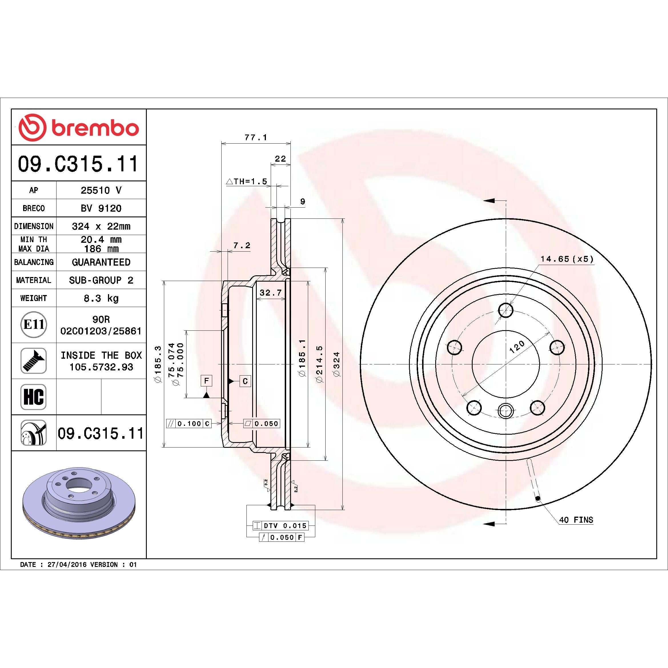 Brembo Disc Brake Rotor 09.C315.11