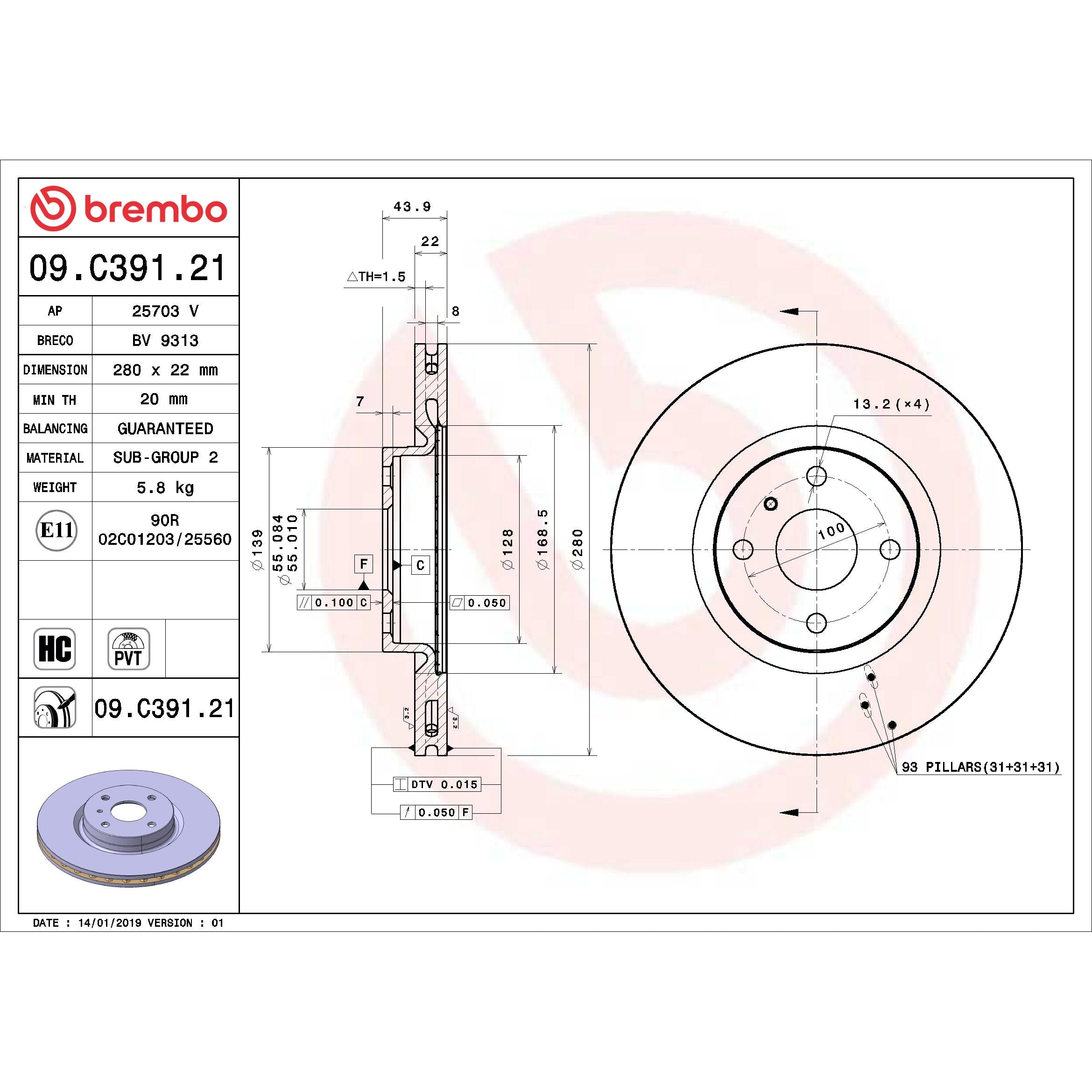 Brembo Disc Brake Rotor 09.C391.21