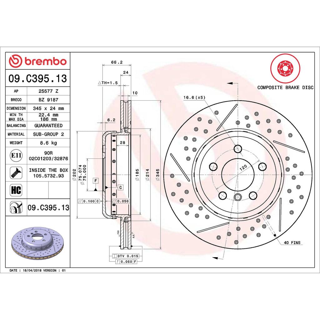 Brembo Disc Brake Rotor 09.C395.13