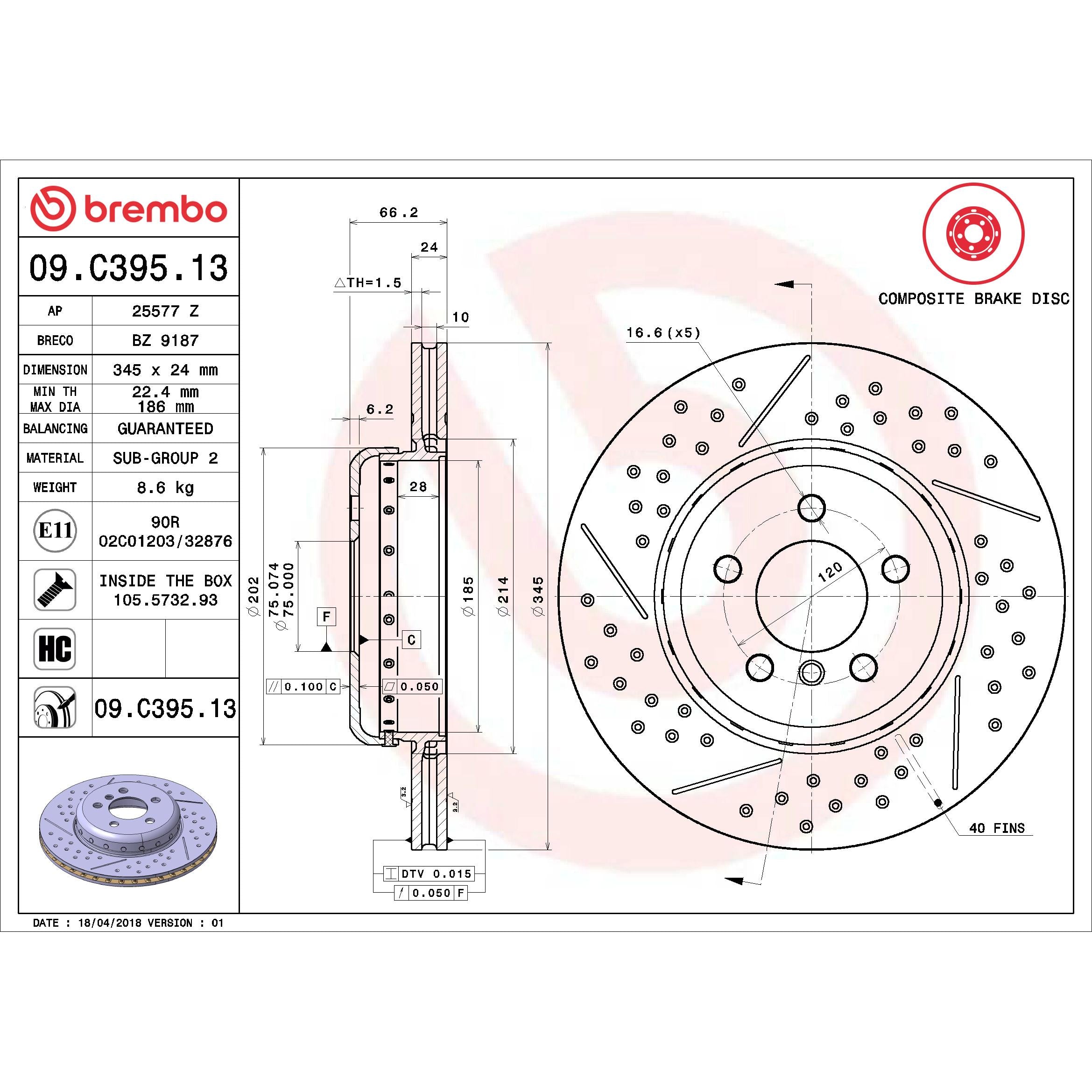 Brembo Disc Brake Rotor 09.C395.13