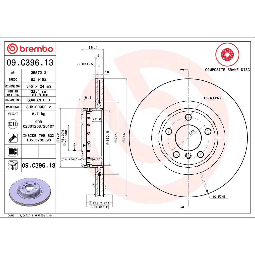 Brembo Disc Brake Rotor 09.C396.13