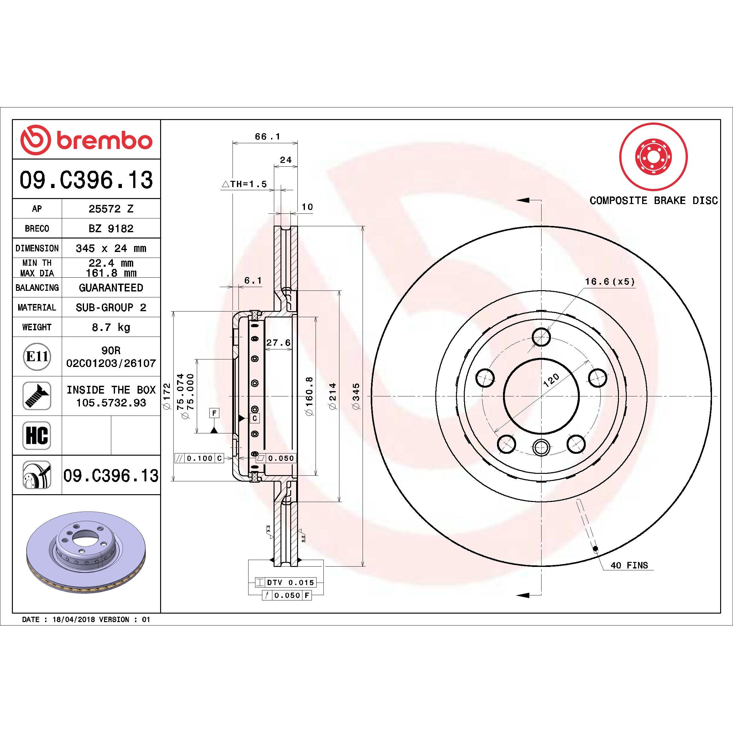 Brembo Disc Brake Rotor 09.C396.13