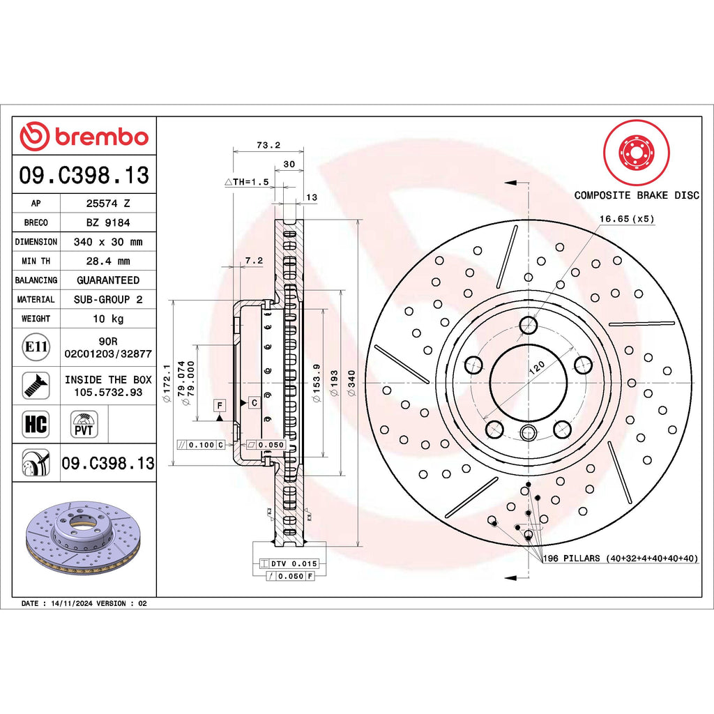 Brembo Disc Brake Rotor 09.C398.13