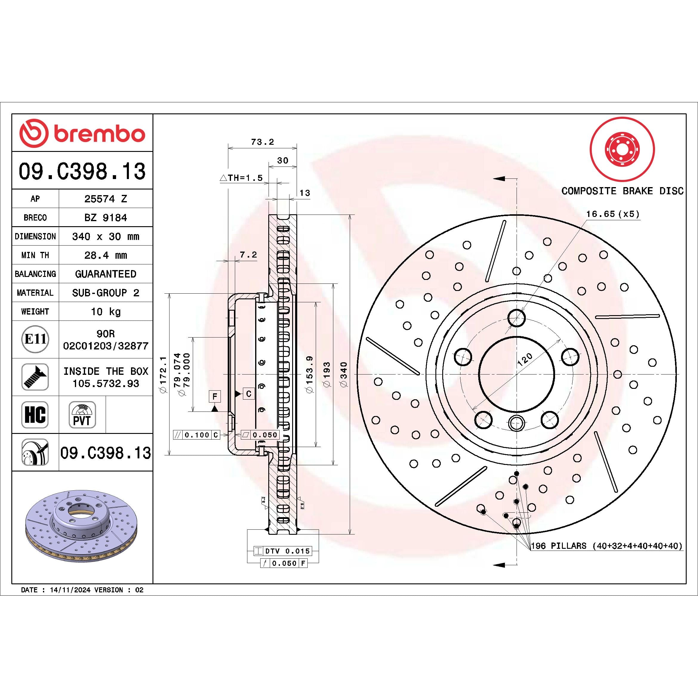 Brembo Disc Brake Rotor 09.C398.13