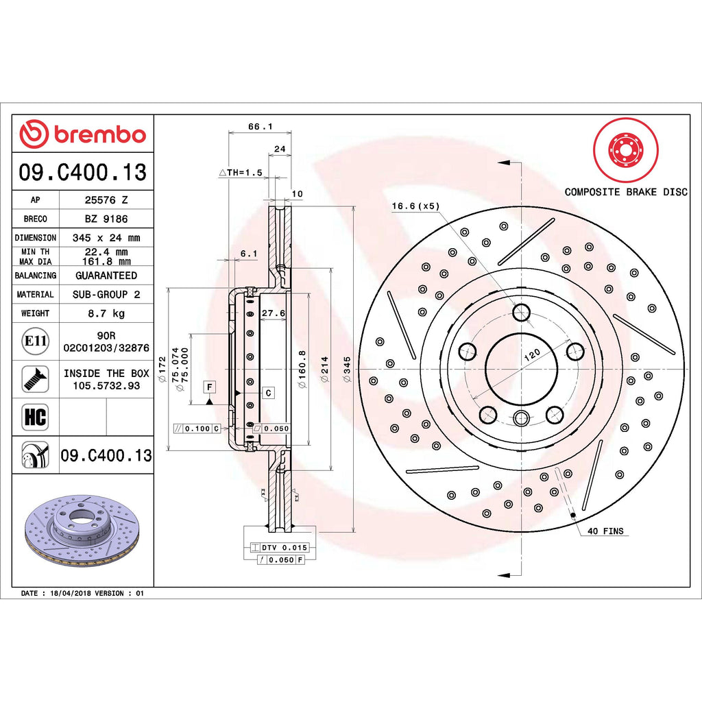 Brembo Disc Brake Rotor 09.C400.13