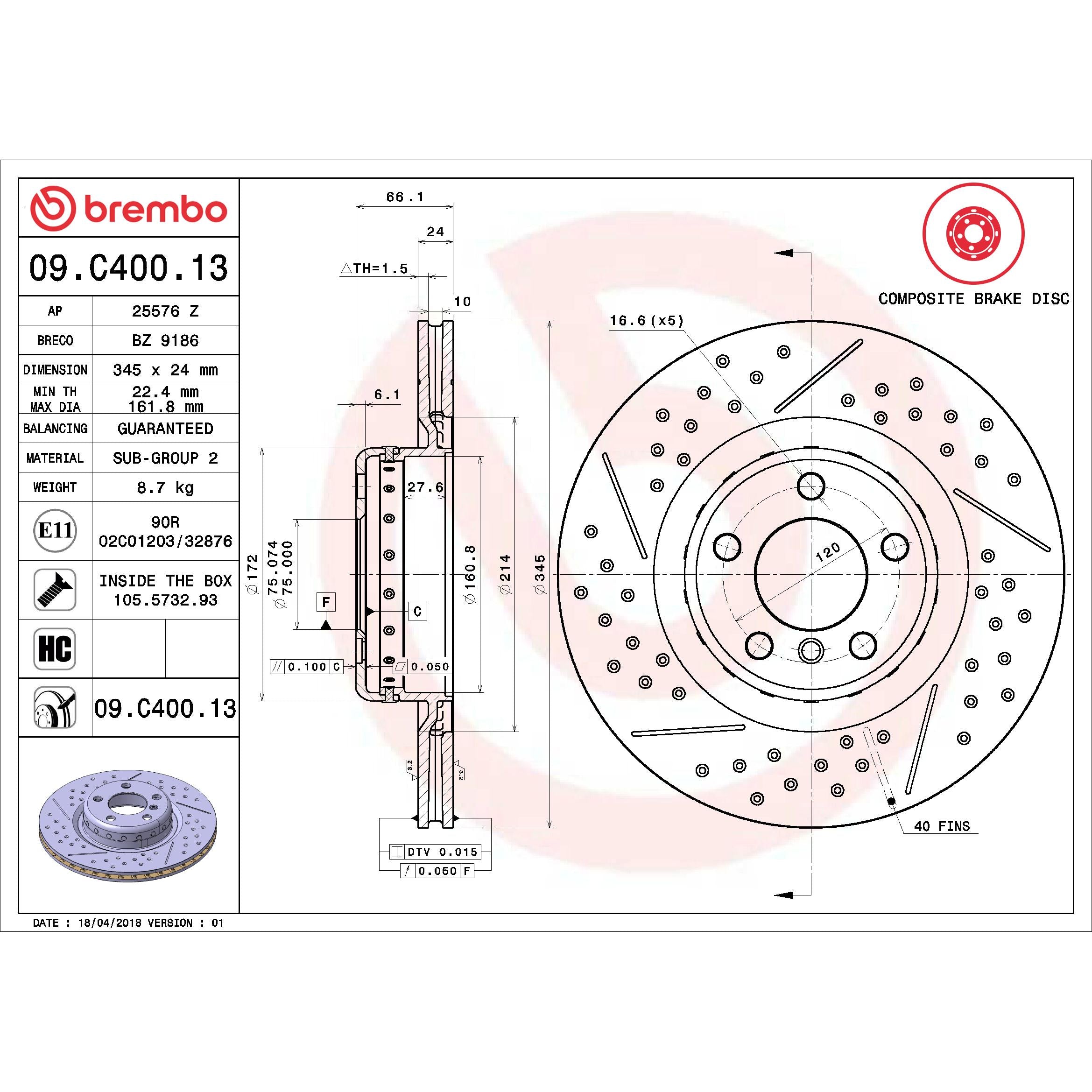 Brembo Disc Brake Rotor 09.C400.13