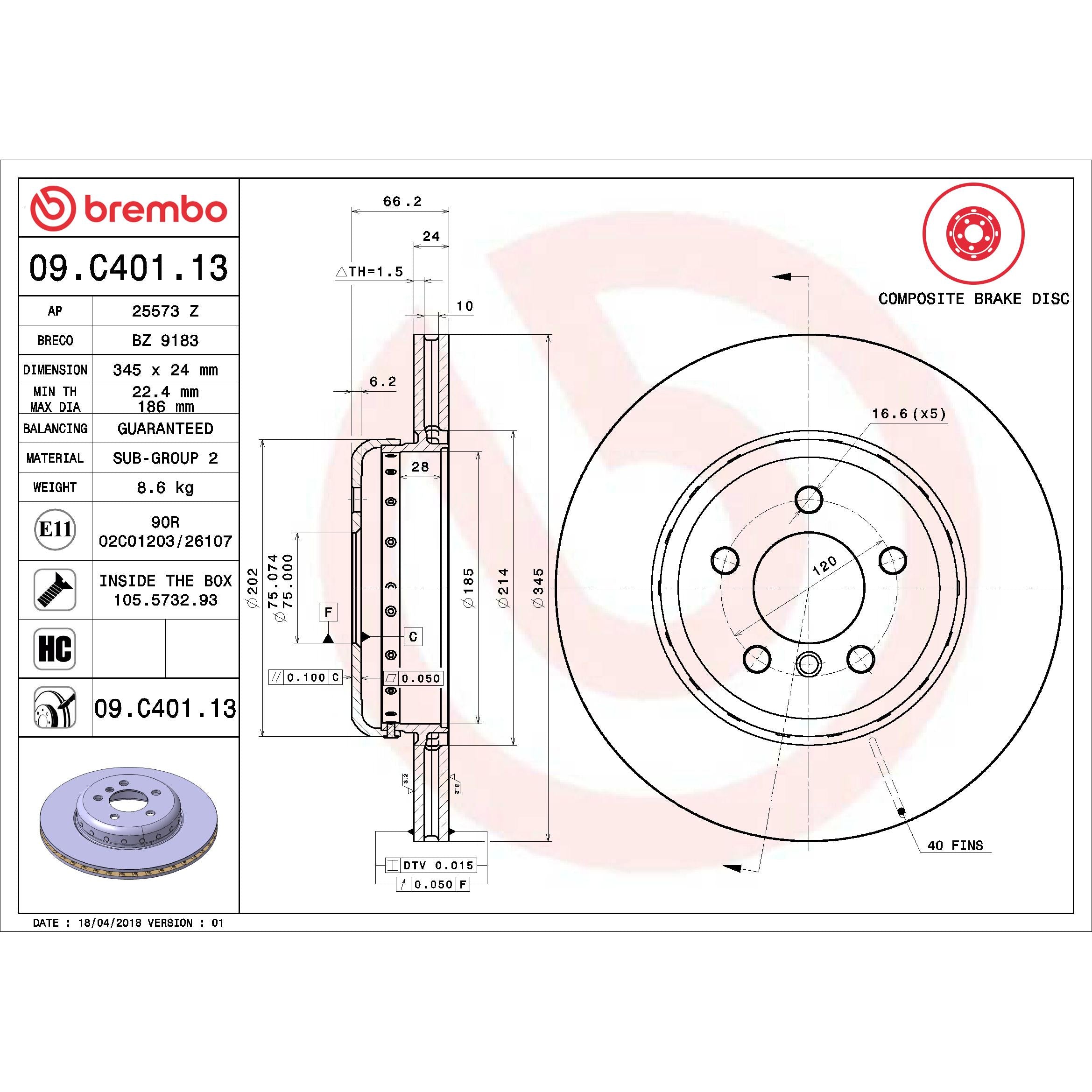 Brembo Disc Brake Rotor 09.C401.13