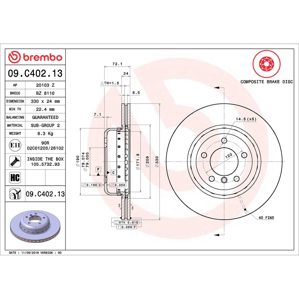 Brembo Disc Brake Rotor 09.C402.13