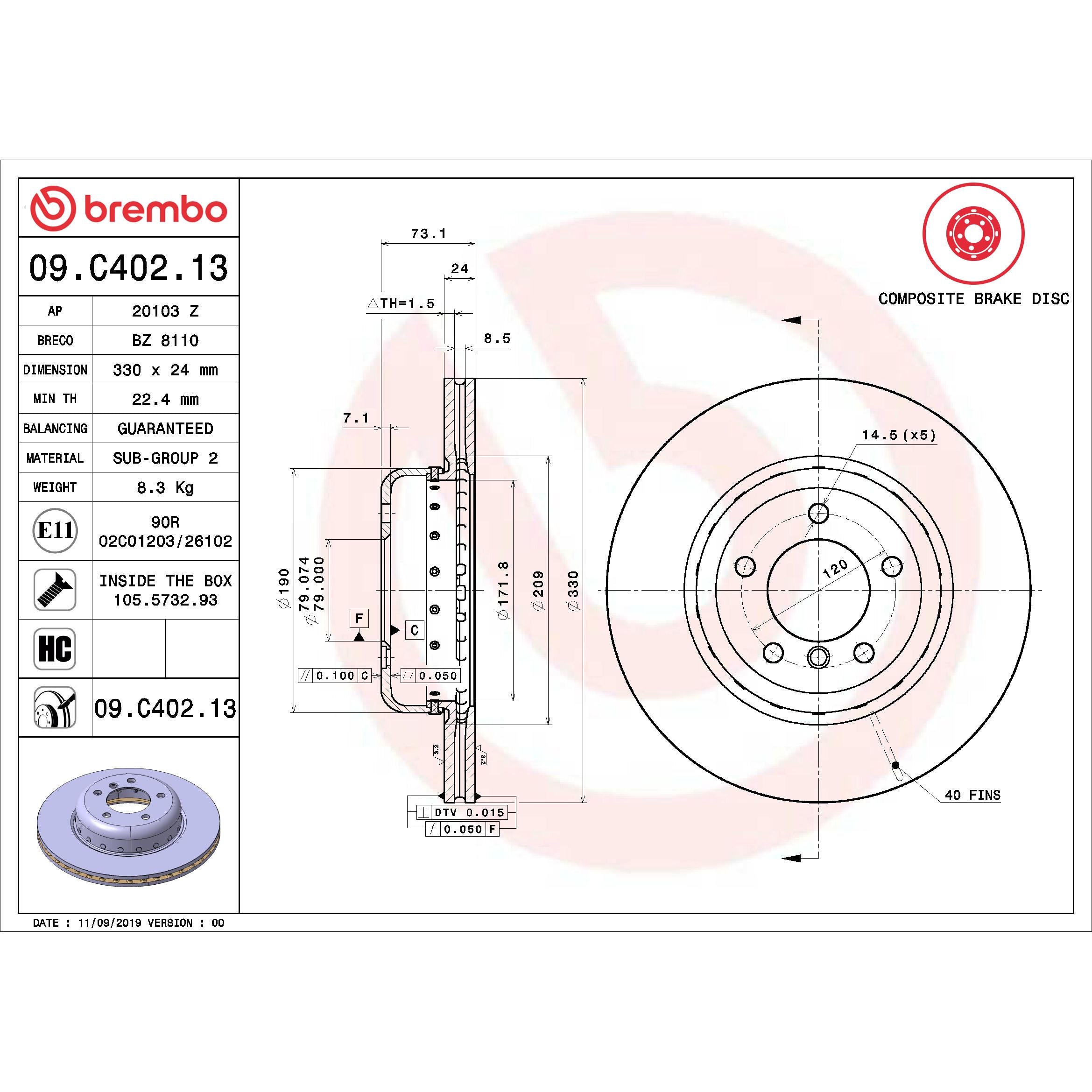 Brembo Disc Brake Rotor 09.C402.13