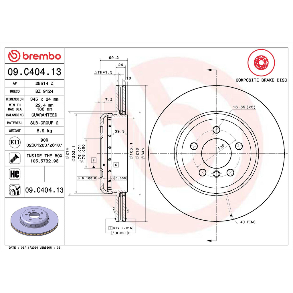 Brembo Disc Brake Rotor 09.C404.13