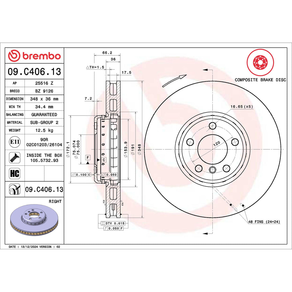 Brembo Disc Brake Rotor 09.C406.13
