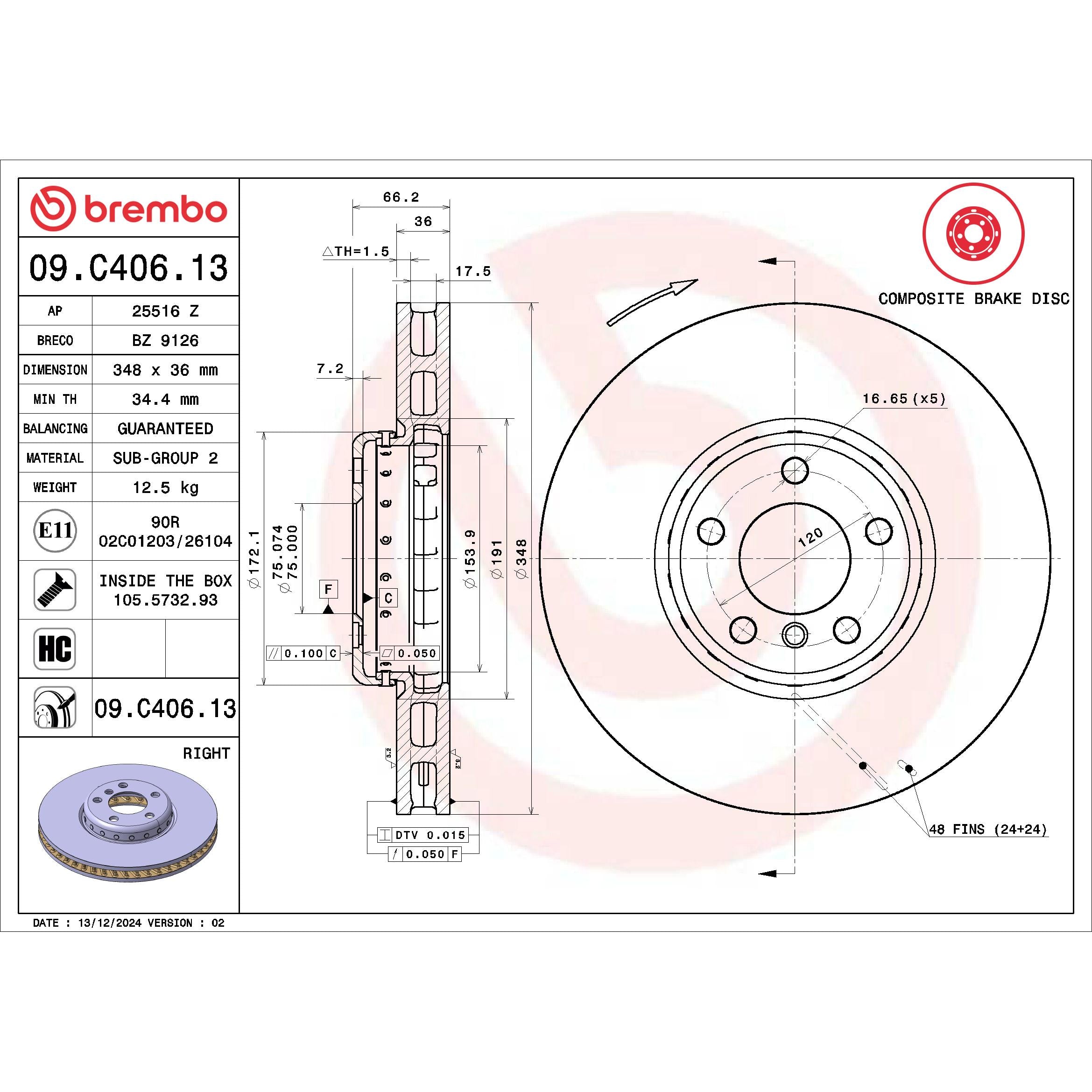 Brembo Disc Brake Rotor 09.C406.13