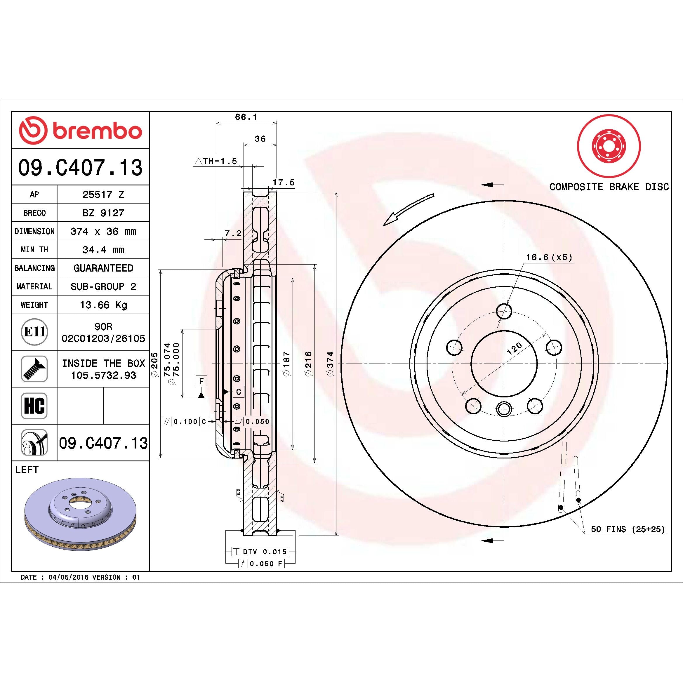 Brembo Disc Brake Rotor 09.C407.13