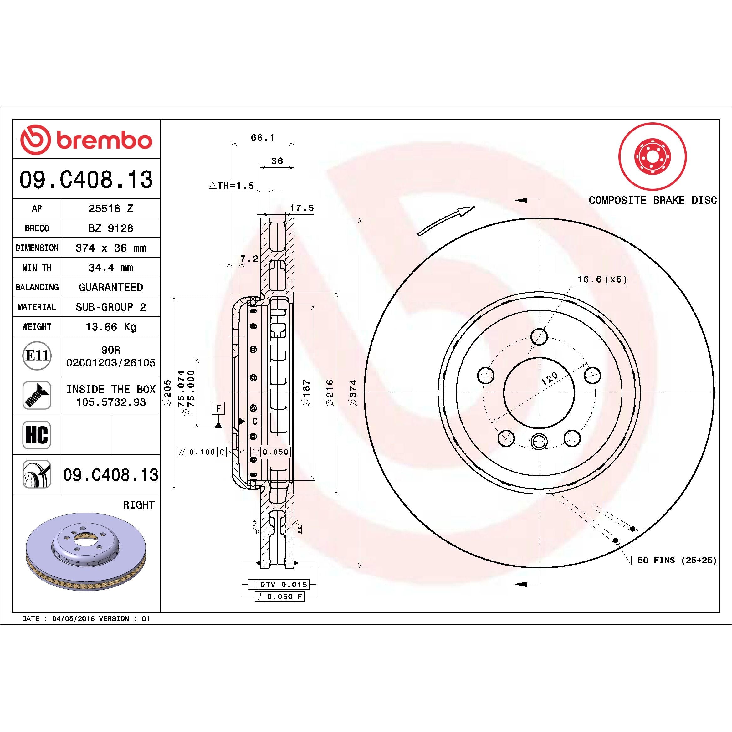 Brembo Disc Brake Rotor 09.C408.13
