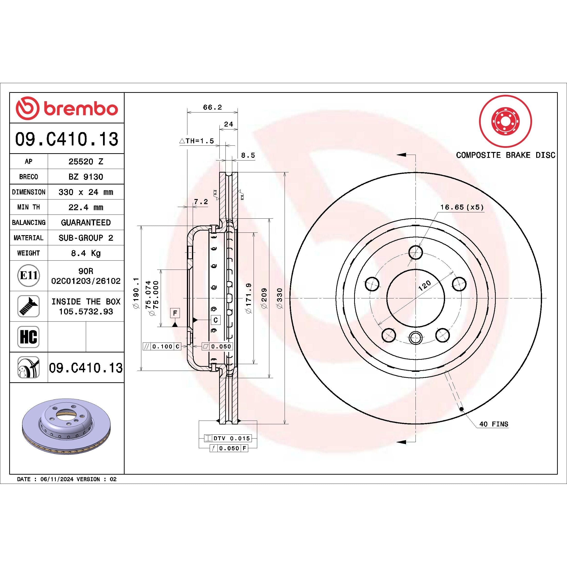 Brembo Disc Brake Rotor 09.C410.13