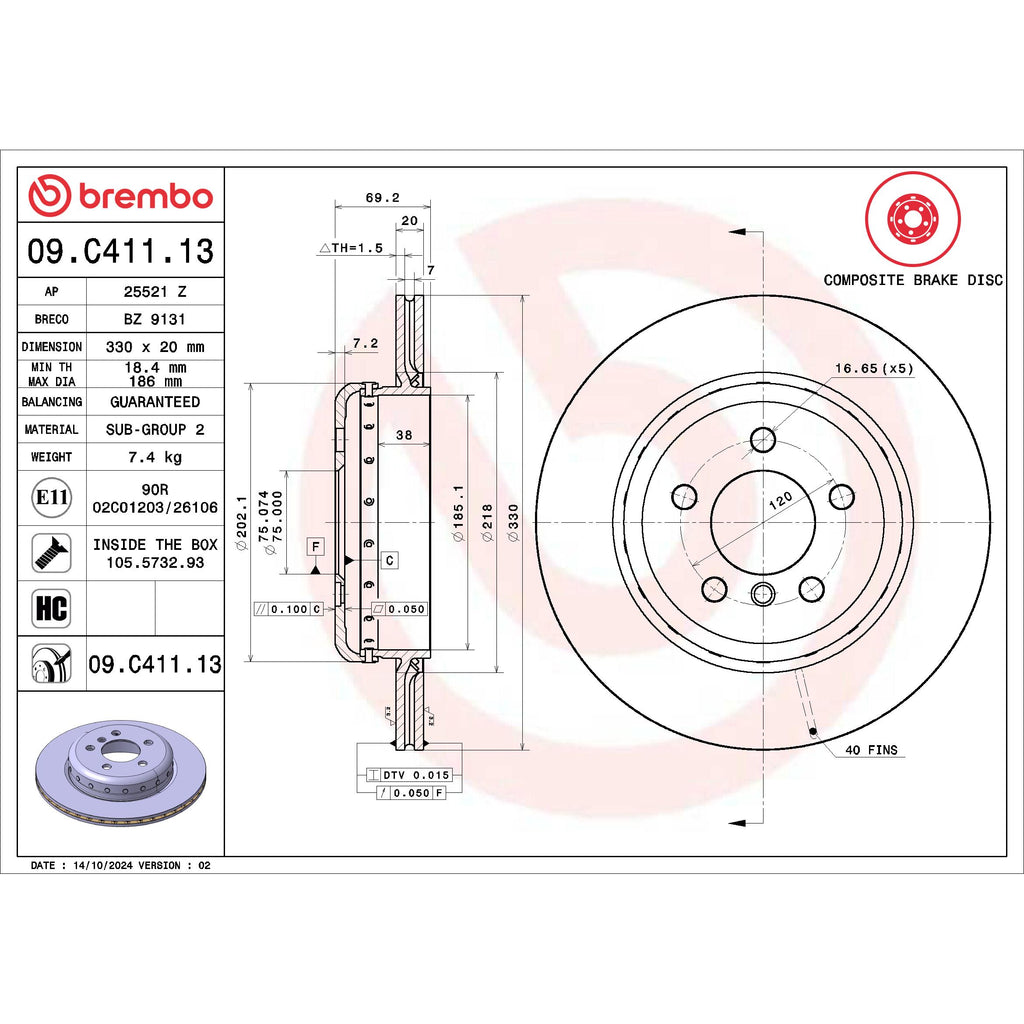 Brembo Disc Brake Rotor 09.C411.13