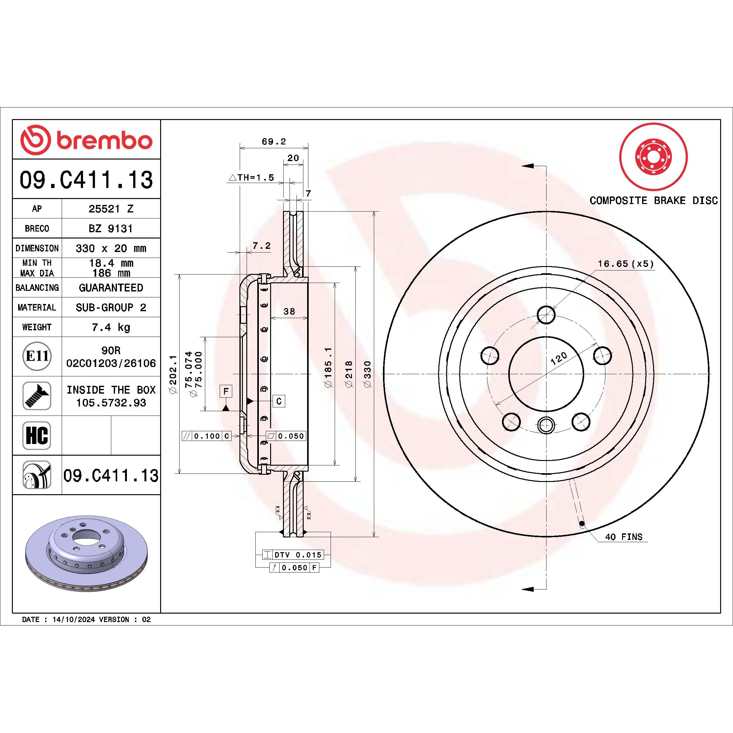 Brembo Disc Brake Rotor 09.C411.13