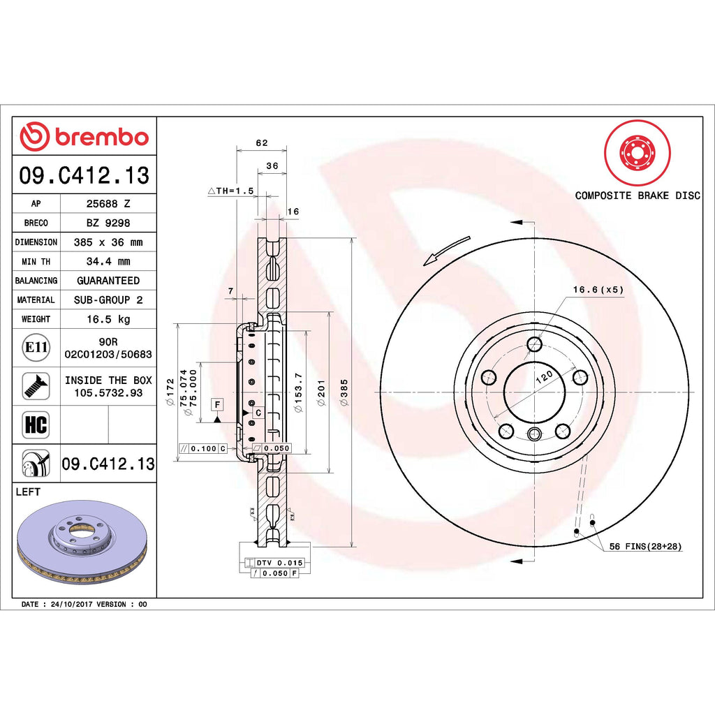 Brembo Disc Brake Rotor 09.C412.13