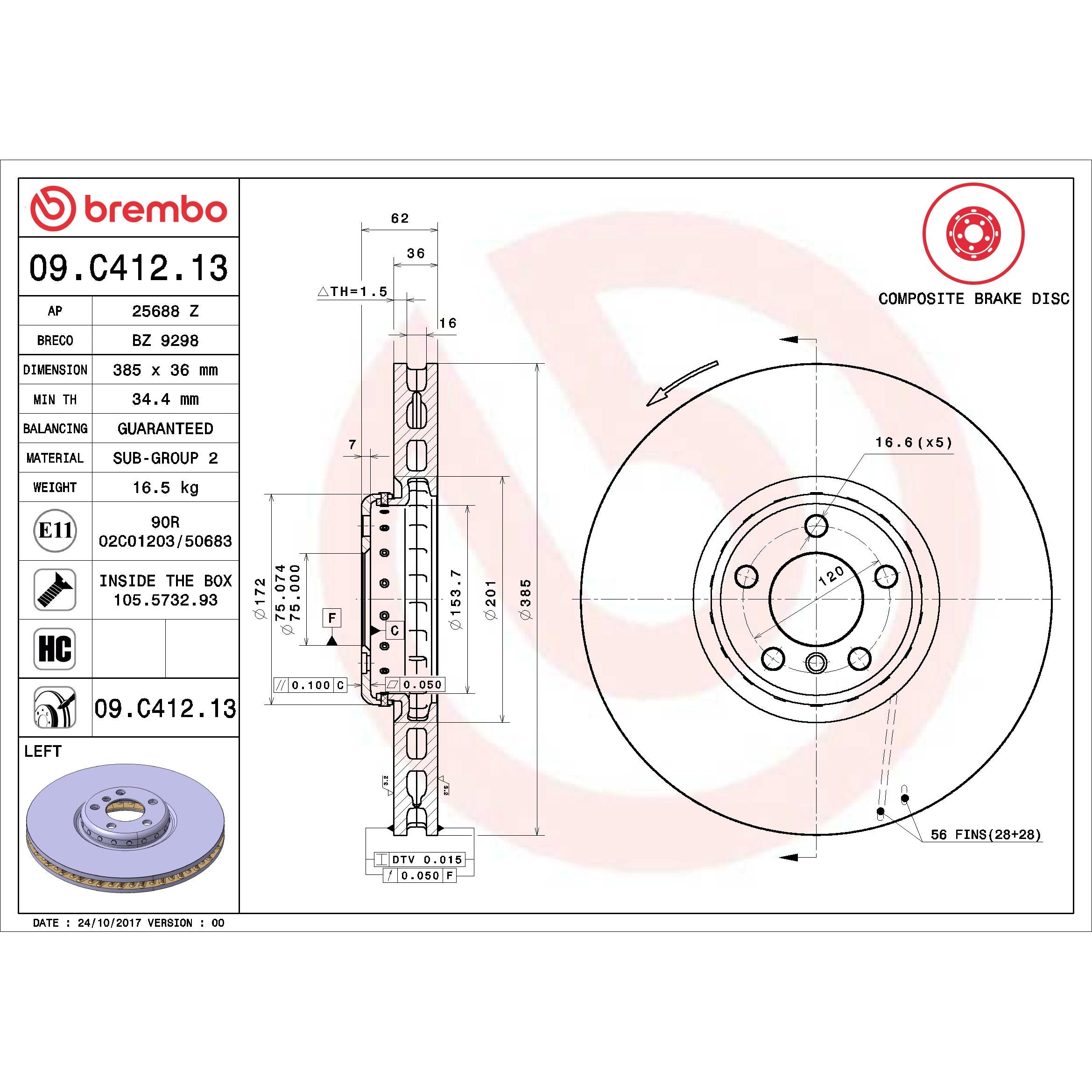 Brembo Disc Brake Rotor 09.C412.13
